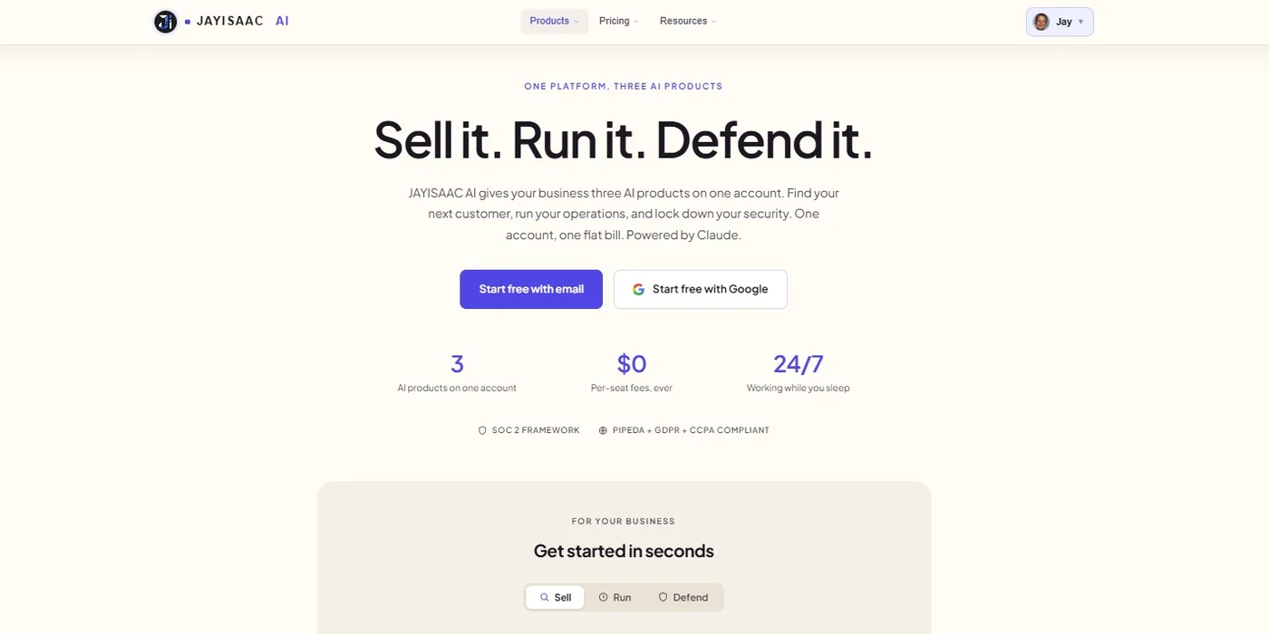 The JAYISAAC AI product interface