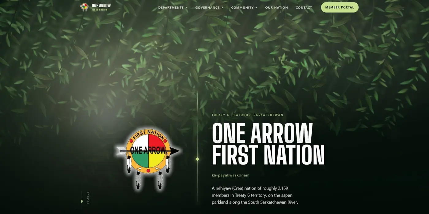 The One Arrow First Nation concept homepage